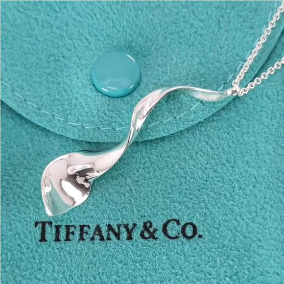 Authentic Rare Tiffany & Co. 925 Frank Gehry Orchid Twist Pendant Necklace - Picture 2 of 7